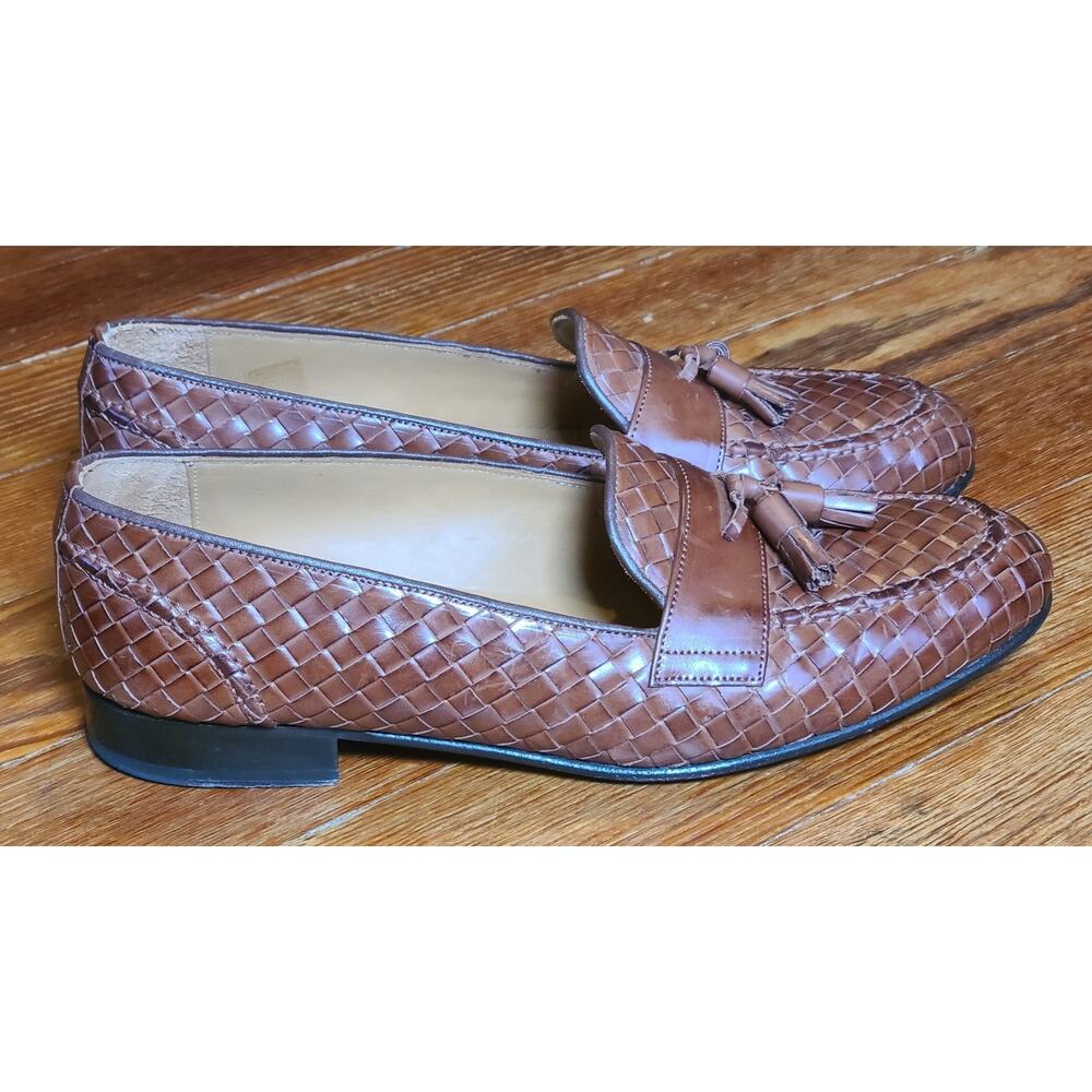 Rare Bow-Tie McFarlaine Italian Woven Tassle Brown Leather Loafers SZ 9 ORG $349